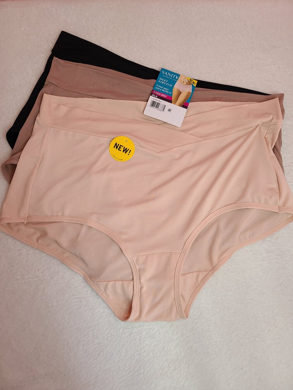 3pk Vanity Fair Radiant Silky Stretch V-front Classic Brief Panties Size 2X